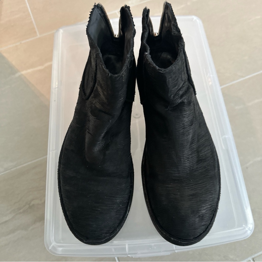 Officine Creative Womens Black Textured Leather Zip Ankle Boots Size EU 36 ml